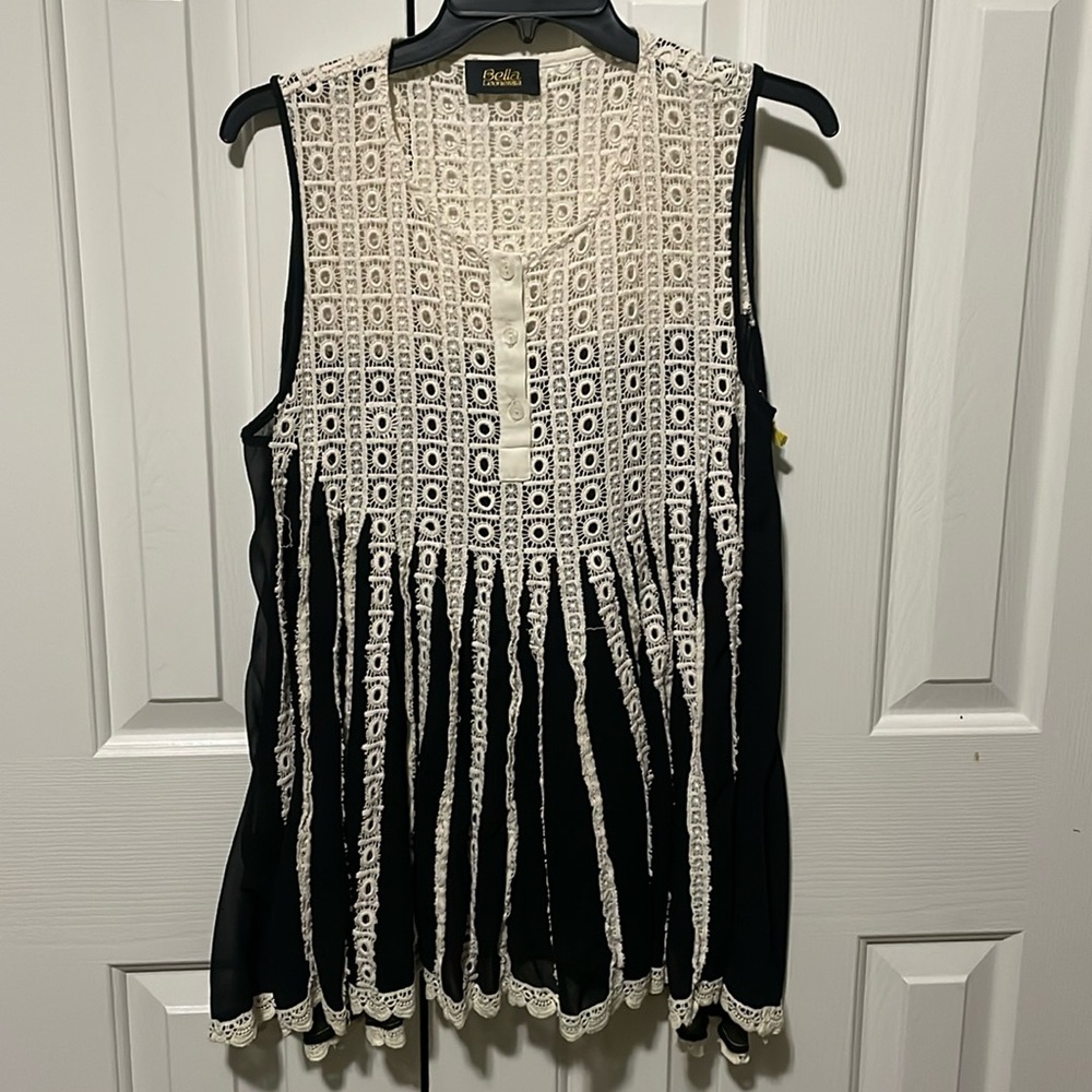 Crochet cream and black top . Great used condition no flaws
